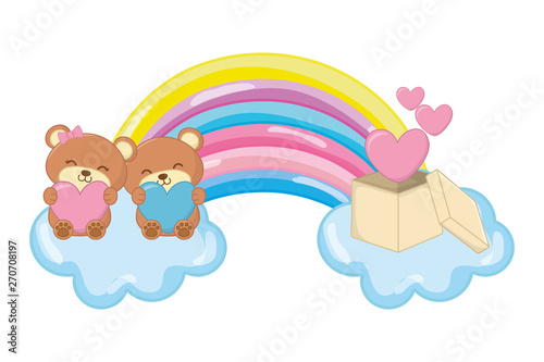 toy bear and rainbow vector illustration