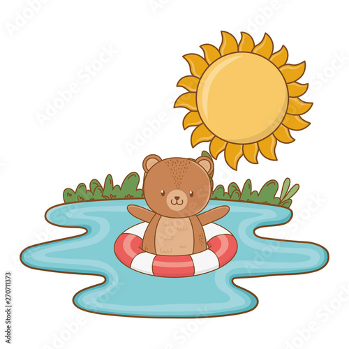 cute animal enjoying summer time cartoon