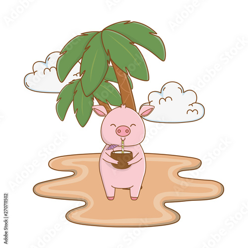 summer vacation relax cartoon vector illustration
