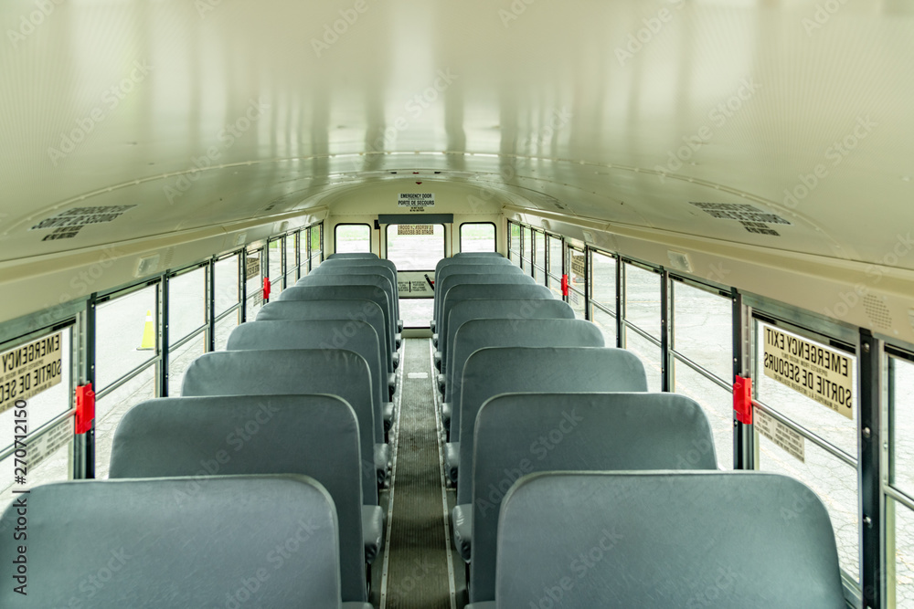 View from the top inside a school bus