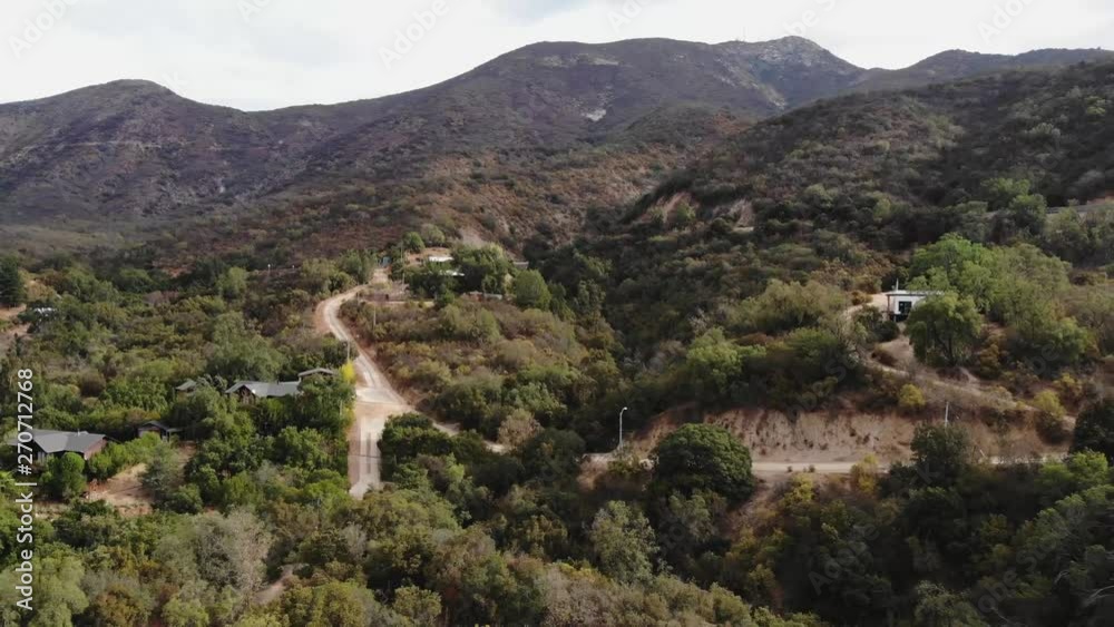 Curacaví Forest upper and back drone shot, fall season Curacaví Forest upper and back drone shot, fall season