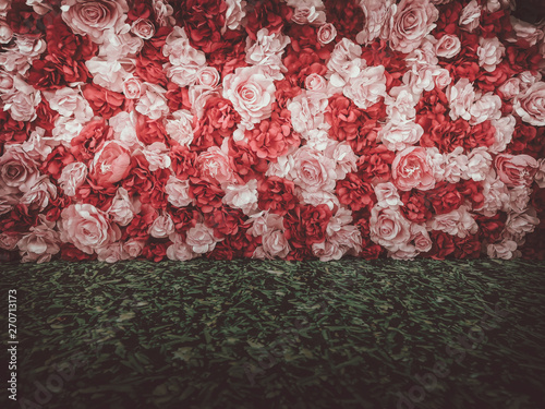 beautiful artificial flowers background, vintage style;