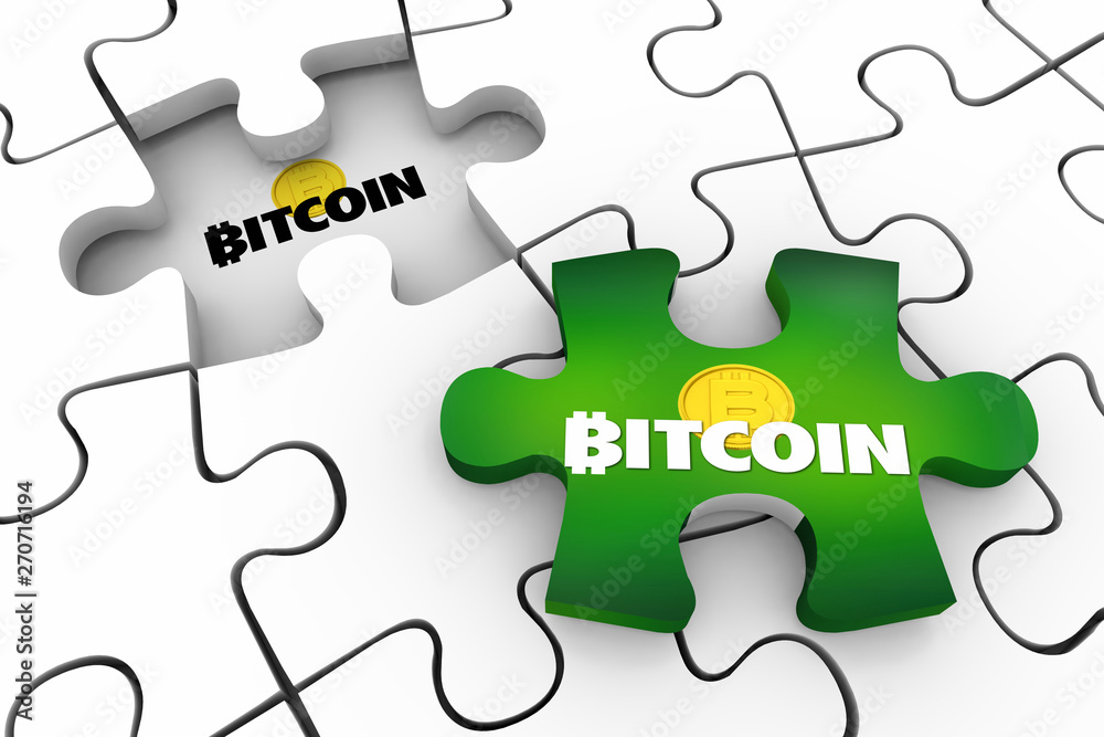 Bitcoin Cryptocurrency Digital Blockchain Money Last Puzzle Piece 3d  Illustration Stock Illustration | Adobe Stock