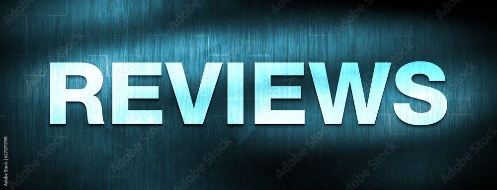 Fotografie Reviews abstract blue banner background