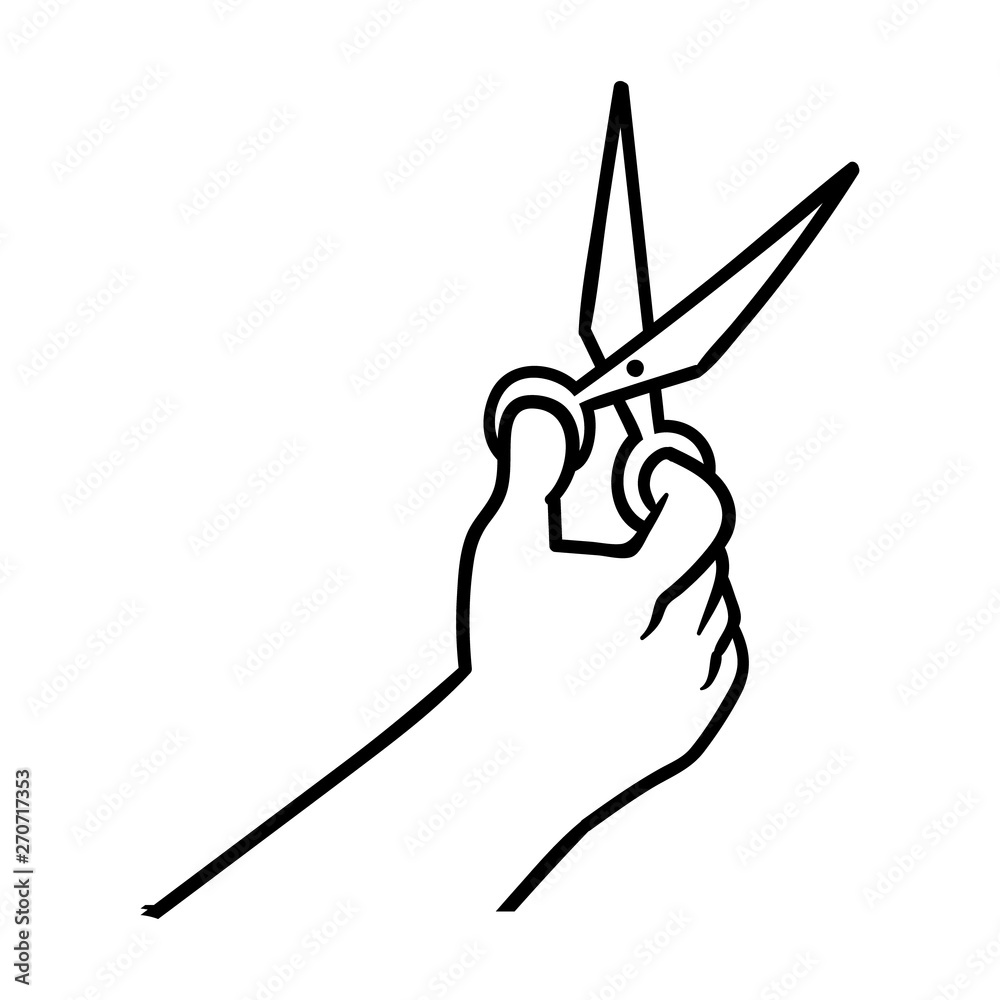 Cartoon Hand Holding Scissors Illustration Stock Vector Adobe Stock