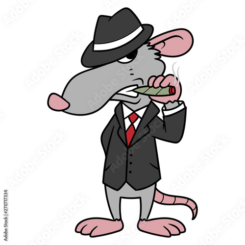 Cartoon Gangster Rat Vector Illustration