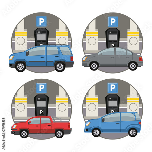 Cars parking zone set of emblems