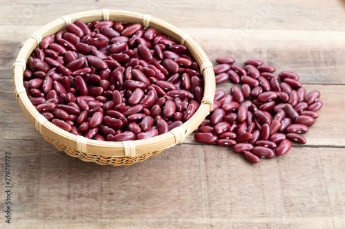 red beans in a wooden bowl