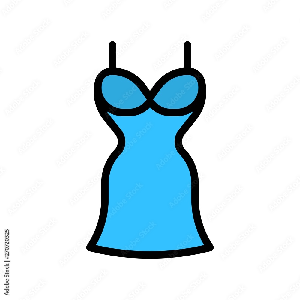 Women dress vector illustration, filled style editable outline icon Women dress vector illustration, filled style editable outline icon