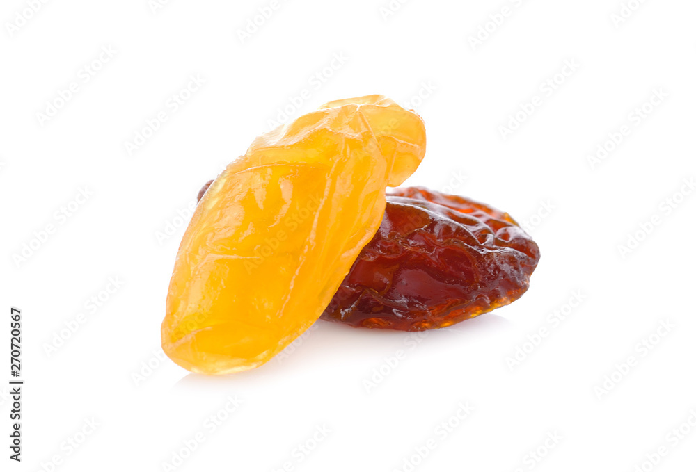 Raisins on a white background Raisins on a white background