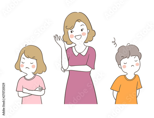 Draw a boy and girl quarreling so angry.