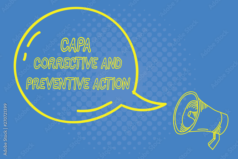 Handwriting text writing Capa Corrective And Preventive Action. Concept  meaning Elimination of nonconformities. Stock Illustration | Adobe Stock