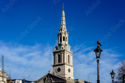 LONDON CITY,UK-DECEMBER 8,2013: St Martin In The Field Church and the bird over the blue sky background