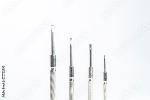 a set of mini screwdrivers isolated against white background