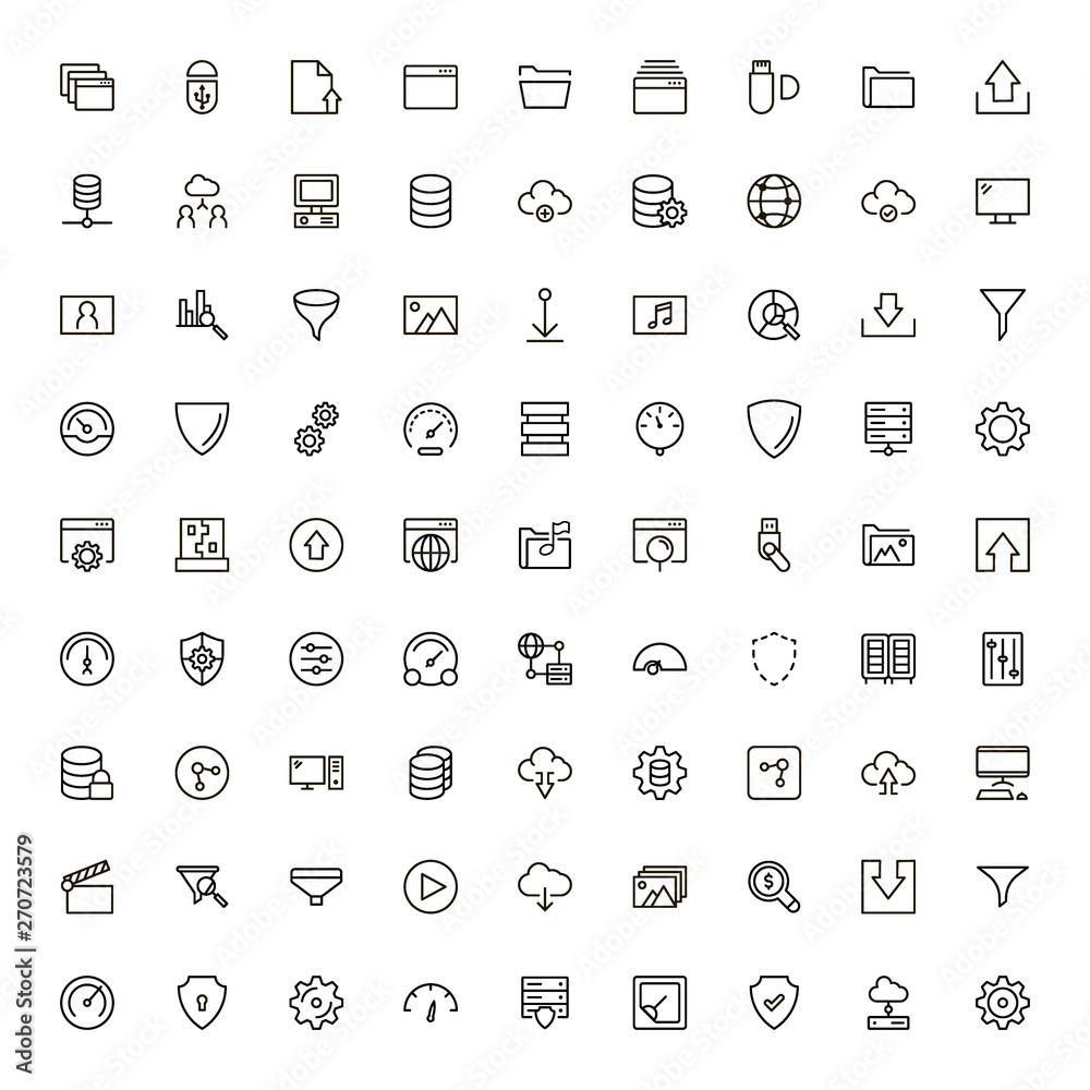 Cloude services line icon set. Collection of high quality black outline logo for web site design and mobile apps. Vector illustration on a white background Cloude services line icon set. Collection of high quality black outline logo for web site design and mobile apps. Vector illustration on a white background