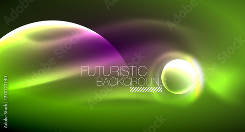 Blurred neon glowing round shapes, abstract circles and lights