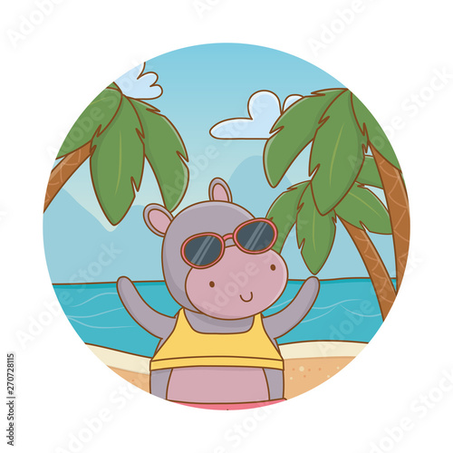 cute animal enjoying summer time cartoon