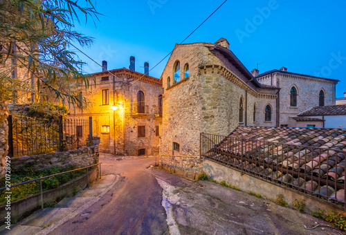 Fototapeta Naklejka Na Ścianę i Meble -  Teramo (Italy) - The elegant historical center, with street and stone church, of this hill and province city in Abruzzo region.