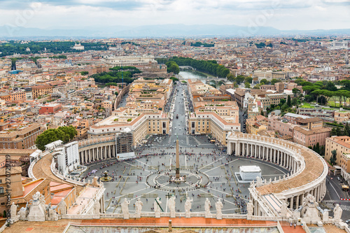 Vatican city in Rome, Italy aerial view from above of cityscape. Saint Peter's Square in Vatican