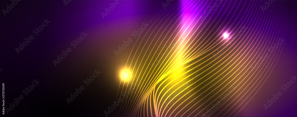 Neon vector wave lines abstract background, magic futuristic techno design Neon vector wave lines abstract background, magic futuristic techno design