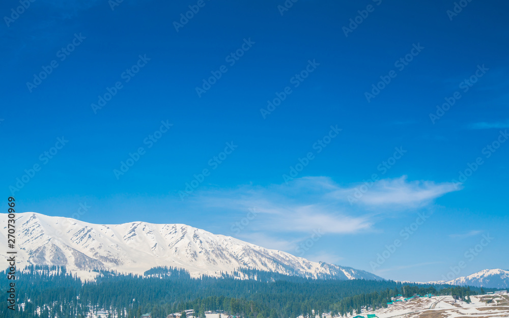 Beautiful  snow covered mountains landscape Kashmir state, India .