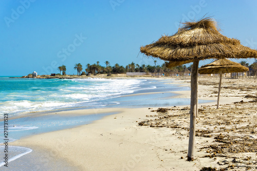 Fototapeta Naklejka Na Ścianę i Meble -  Beach in the Coastal Area of Djerba in Tunisia