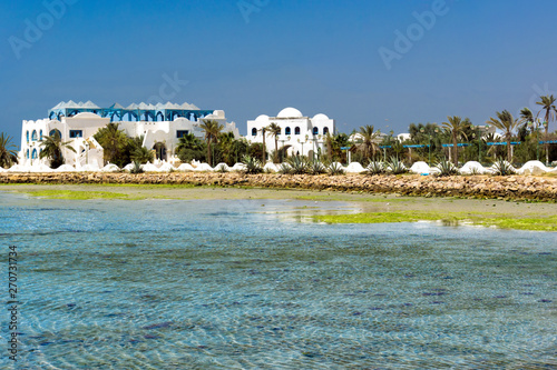 Resort on the beach on the Djerba Coast in Tunisia photo