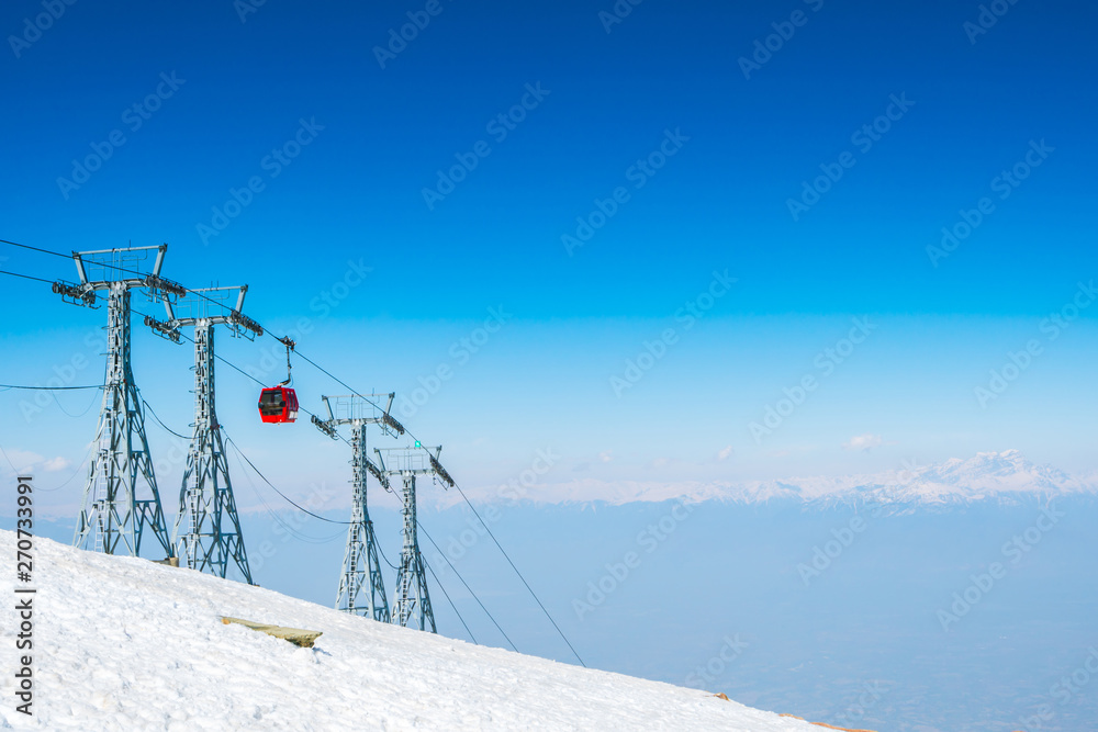 Cable car at snow mountain in Gulmark Kashmir, India . Cable car at snow mountain in Gulmark Kashmir, India .