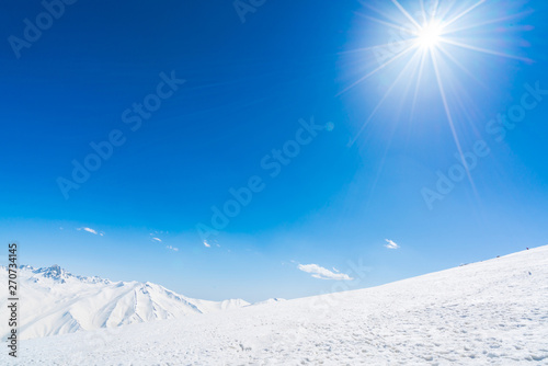 Beautiful snow covered mountains landscape Kashmir state, India .