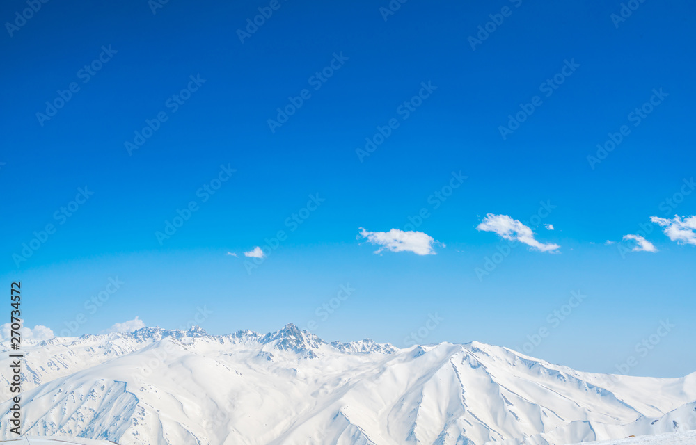 Beautiful  snow covered mountains landscape Kashmir state, India .