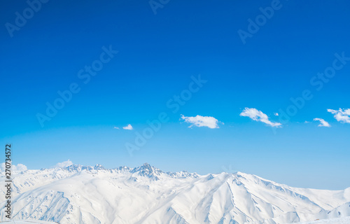 Beautiful  snow covered mountains landscape Kashmir state  India .