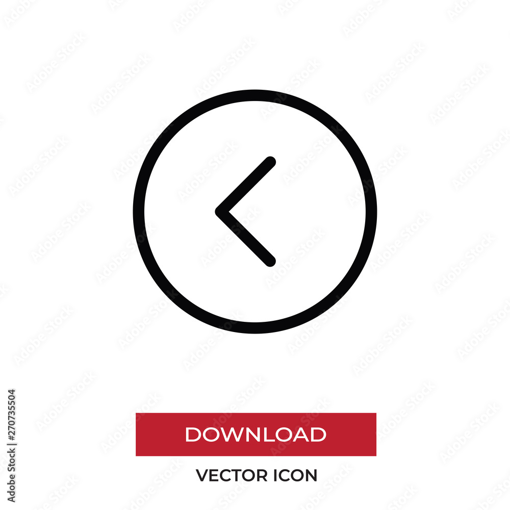 Arrow left vector icon in modern style for web site and mobile app Arrow left vector icon in modern style for web site and mobile app