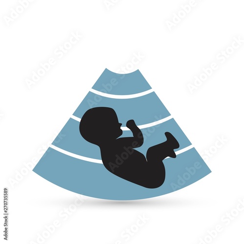 Baby ultrasound, diagnostic sonography or ultrasonography imaging flat icon