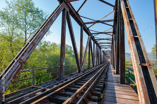 Steel railroad bridge