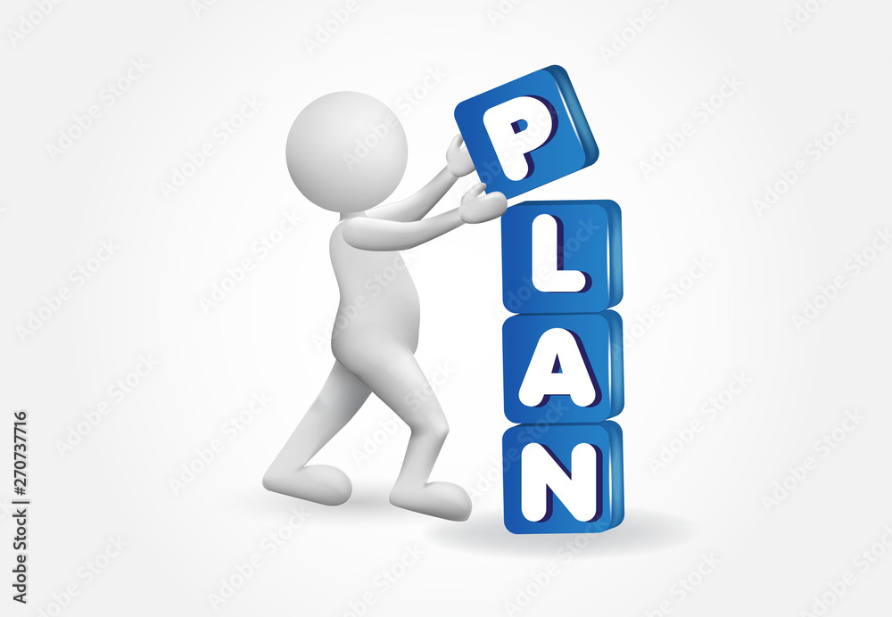 3d small people placing plan cubes vector 3d small people placing plan cubes vector