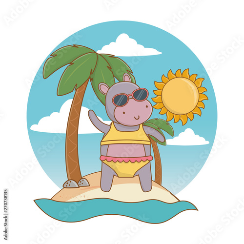 summer vacation relax cartoon vector illustration