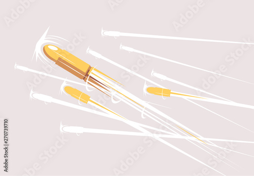 Foto Vector illustration of flying bullets, shots
