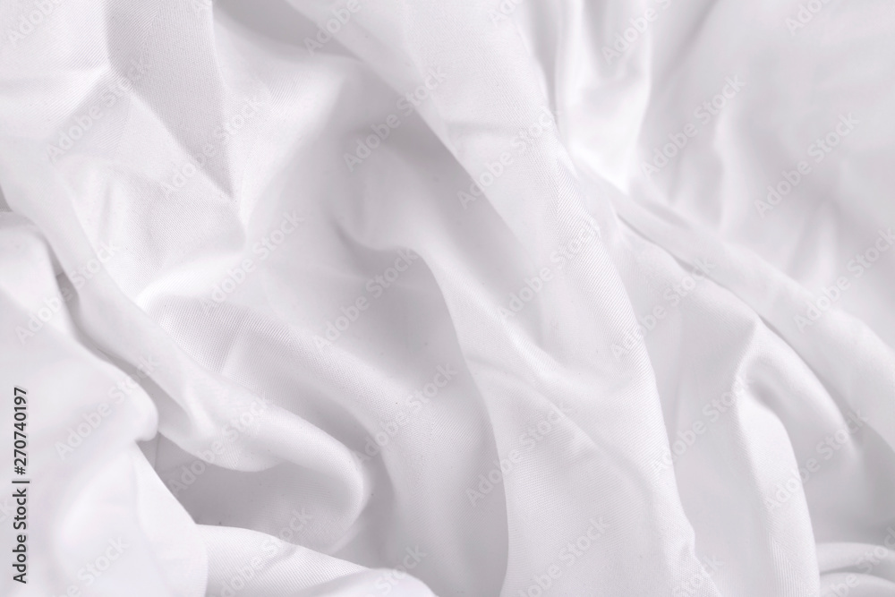 Obraz premium white silk or satin luxury cloth texture background, Smooth elegant fabric bed sheet texture