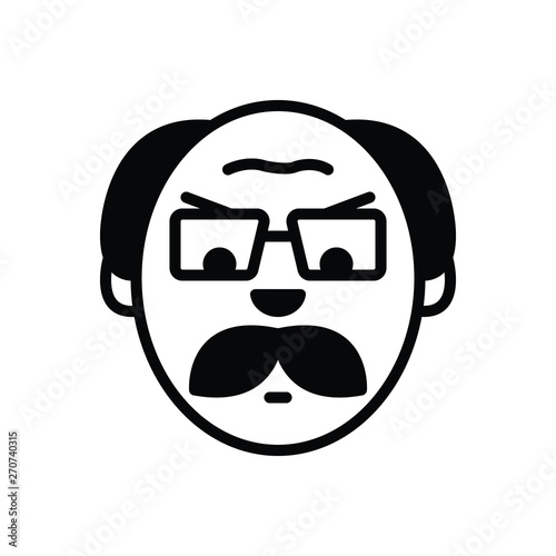 Black solid icon for angry old man 