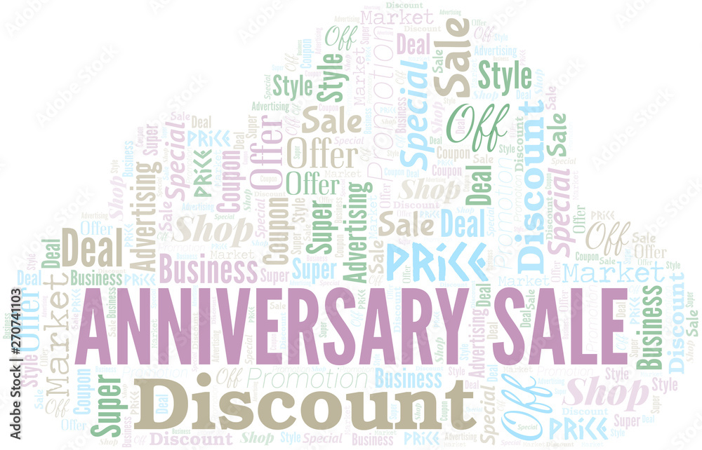 Anniversary Sale Word Cloud. Wordcloud Made With Text.