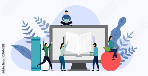 E-learning or online education concept, education vector illustration