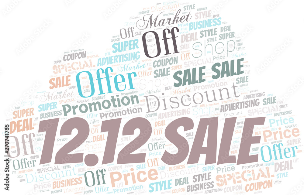 Fototapeta premium 12.12 Sale Word Cloud. Wordcloud Made With Text.