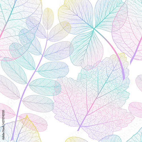 Seamless pattern with colored leaves. Vector  EPS 10.