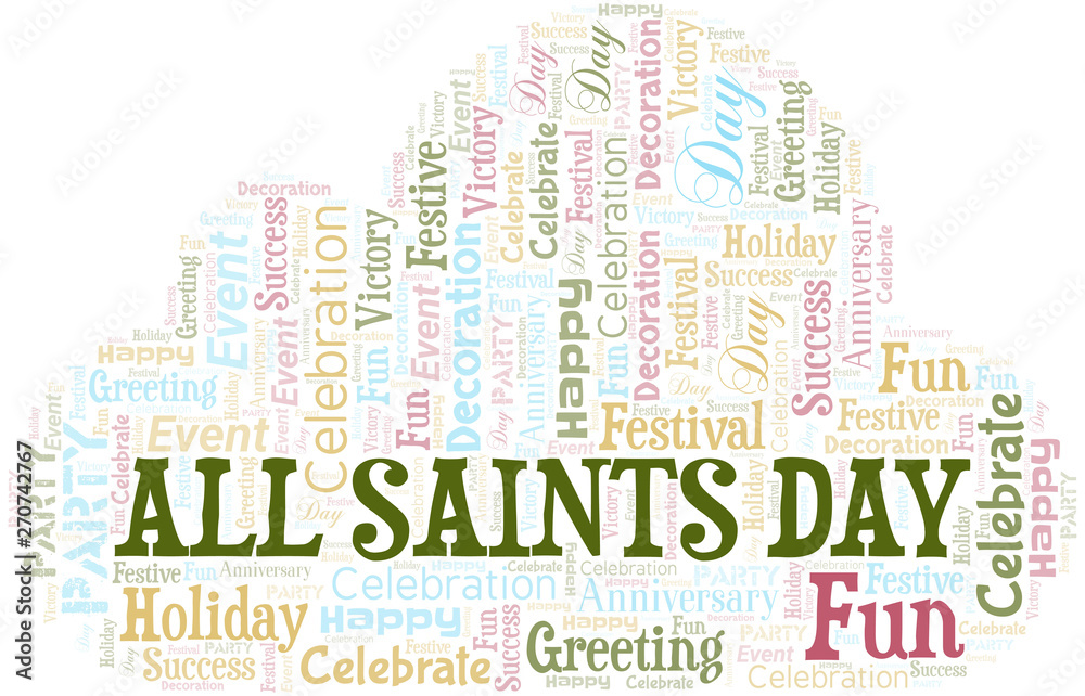 Obraz premium All Saints Day Word Cloud. Wordcloud Made With Text.