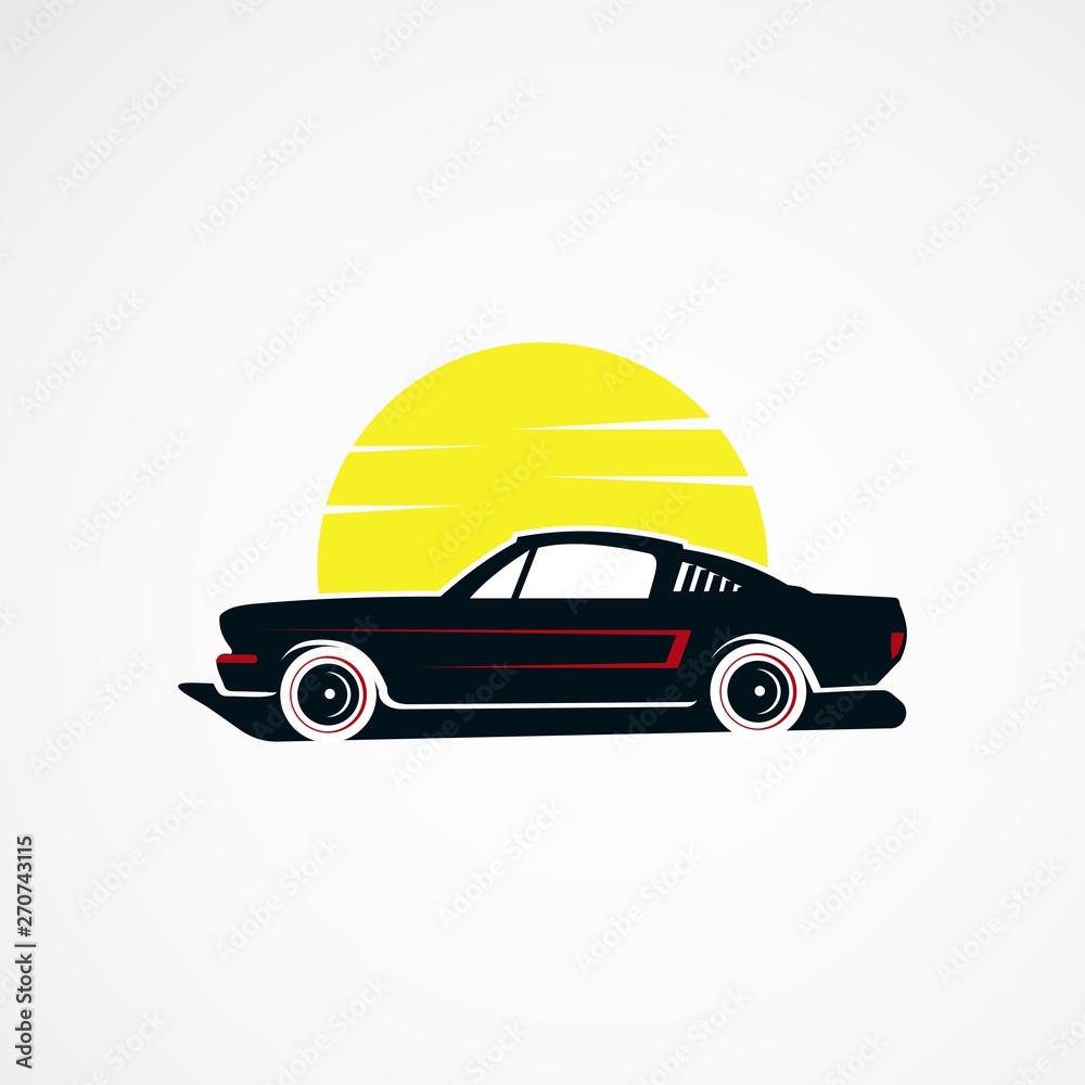 car sun retro vintage concept logo vector, icon, element, and template for company