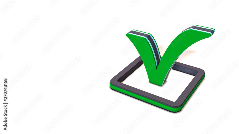green check mark, concept of agreement or completion (3d render) green check mark, concept of agreement or completion (3d render)