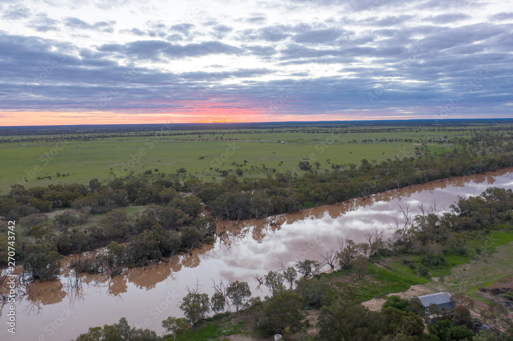The Warrego river at Cunnamulla Queensland ,Australia.