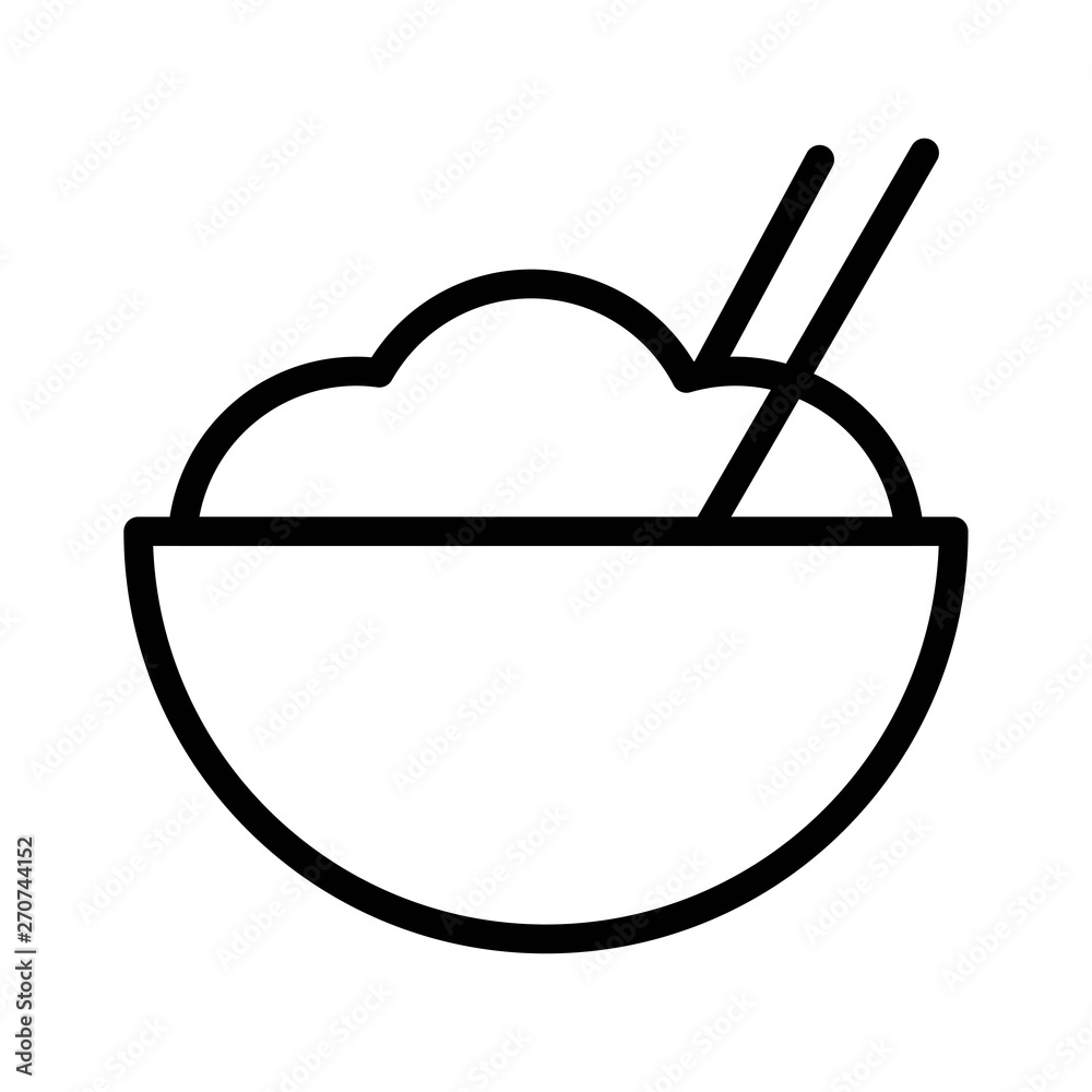 Rice bowl vector, Chinese lunar new year line icon Rice bowl vector, Chinese lunar new year line icon
