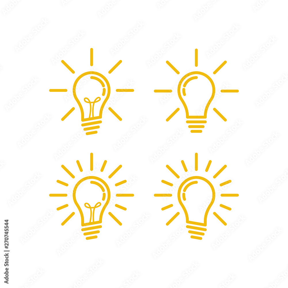 Light bulb set icon vector on white background. Lightbulb solution idea and creativity symbol Light bulb set icon vector on white background. Lightbulb solution idea and creativity symbol