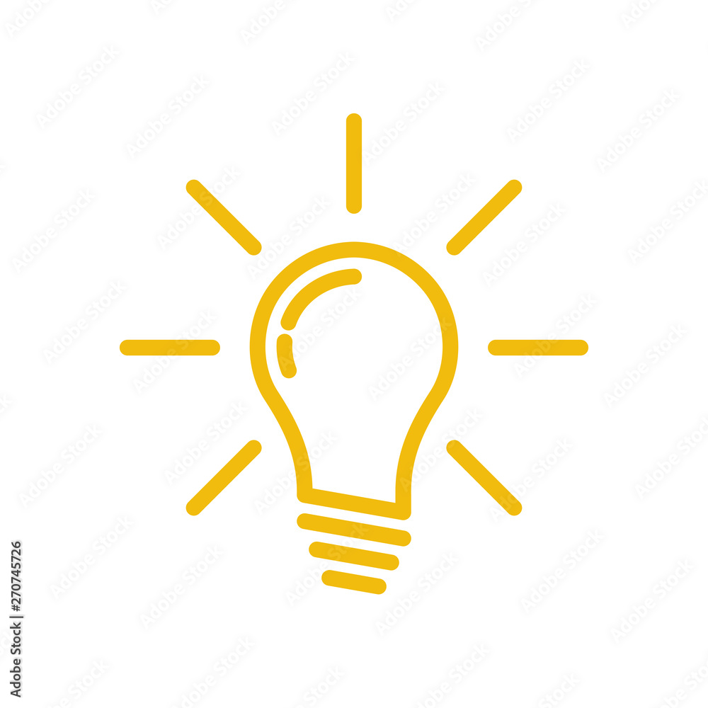 Light bulb icon vector on white background. Lightbulb solution idea and creativity symbol